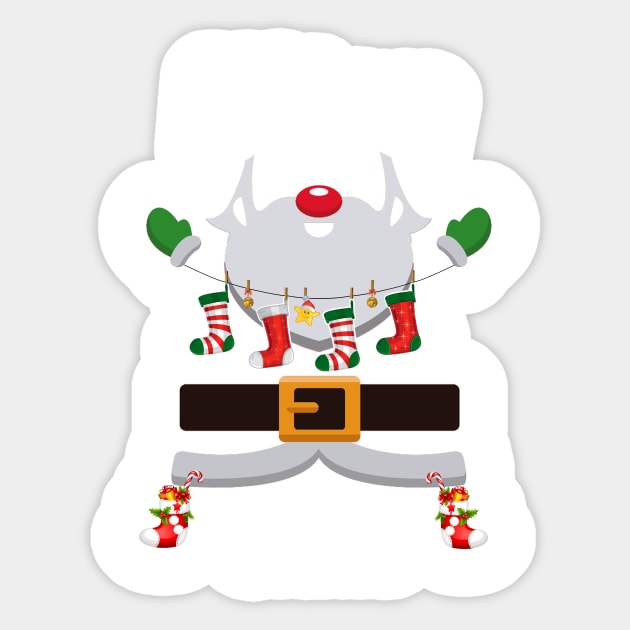 Military Claus Santa Christmas Costume Pajama Sticker by johnbbmerch